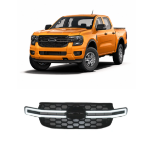 Ranger Front Grille Cover Matte Black With White Light